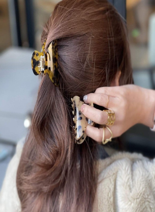 JIRIS 2PCS 2.75 inches Hair Claw Banana Clips tortoise Barrettes Celluloid French Design Barrettes celluloid Leopard print Small Fashion Accessories for Women Girls(SET4) - Image 4