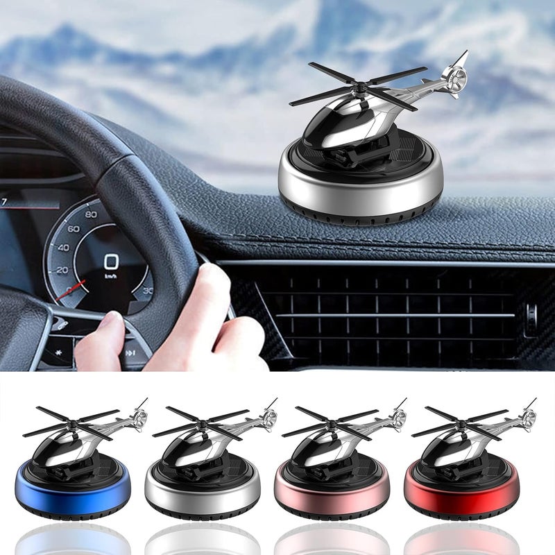 cheekyglo Solar Helicopter Car Aromatherapy Decor, Solar Energy Rotating Helicopter Design Aromatherapy Diffuser Car Air Freshener Essential Oil Diffuser Small Aromatherapy for Car Office Home (Red) - Image 2