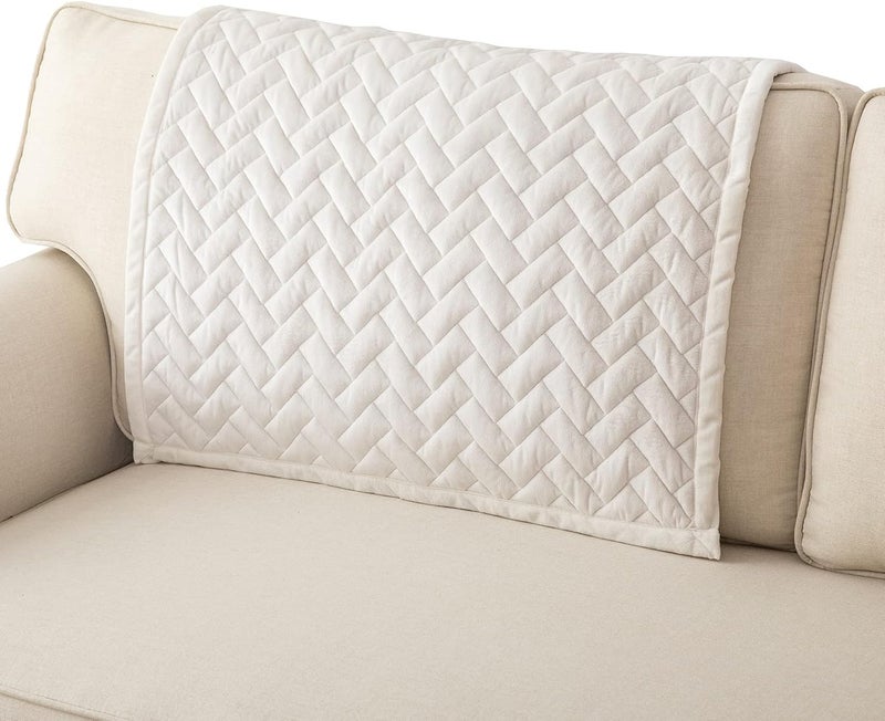 Eismodra Couch Cover,Sectional Couch Covers,Sofa Covers for 3 Cushion Couch,Anti-Slip Sofa Slipcovers for Dogs Cats Kids Loveseat Recliner L Shaped Armrest Backrest,White 36''x36''(Only 1 Piece) - Image 1