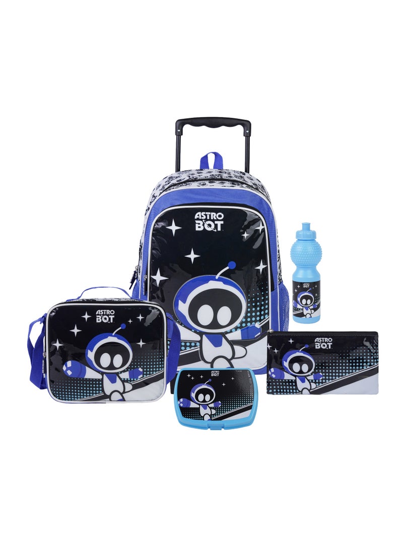 Sony Astro Bot 5-in-1 Kids Trolley School Set 18" | Rolling Backpack, Lunch Bag, Lunch Box, Water Bottle & Pencil Case  | Water Resistant  | Boys School Bag - Image 1