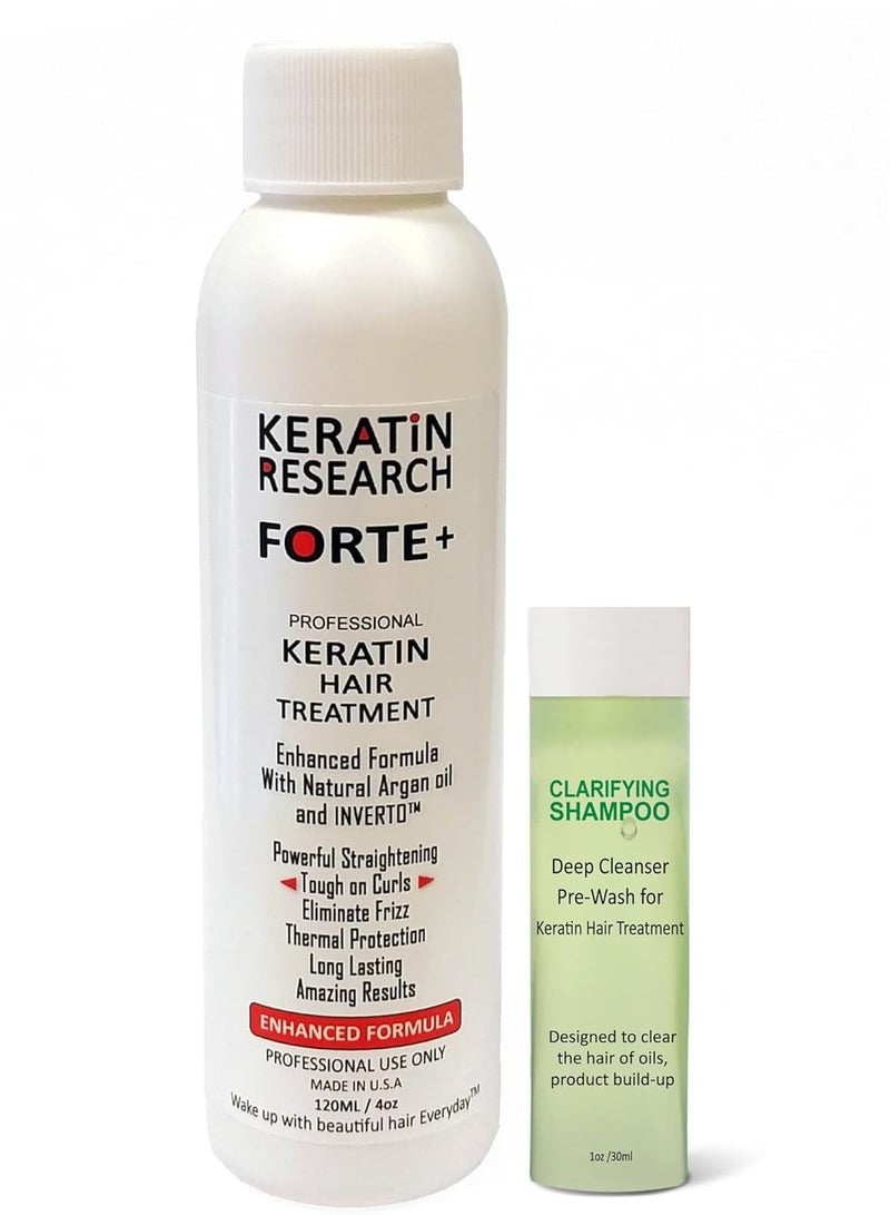 KERATIN RESEARCH Keratin Forte Brazilian Keratin Hair Blowout Treatment Extra Strength Forte Keratina Para Alisar El Pelo (120ML KIT) 