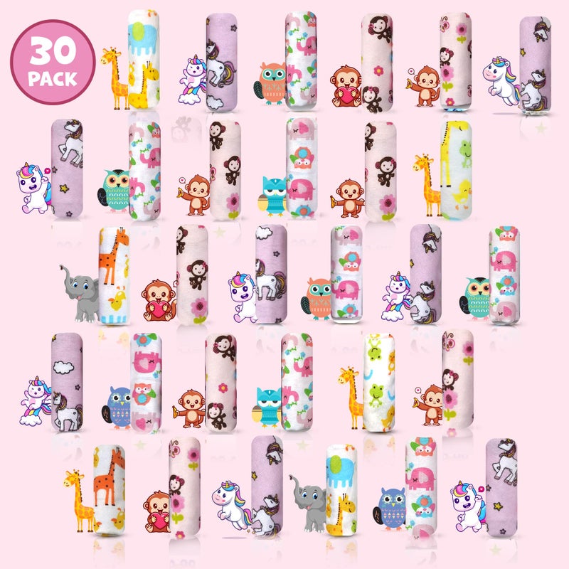 Omilion Baby Washcloth â€“ 30 Pack of Flannel Newborn Washcloths â€“ 100% Cotton - Fun, Colorful Designs â€“ Reusable â€“ Washable â€“ 7x10 Inch Infant Washcloth Set - Image 2