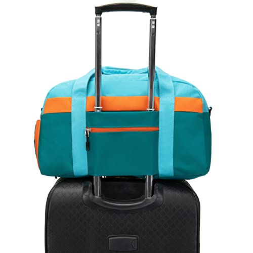 HawLander Kids Duffle Bag for Boys or Girls, Fit School Practice, or Overnight Travel (Blue Green) - Image 4