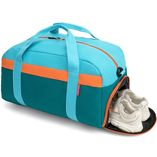 HawLander Kids Duffle Bag for Boys or Girls, Fit School Practice, or Overnight Travel (Blue Green) - Image 5