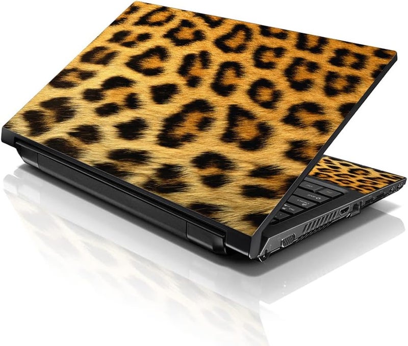 LSS 17 17.3 Inches Laptop Notebook Skin Sticker with 2 Wrist Pads - Reusable Cover Protector Vinyl Sticker Cover Decal Fits 17" - 19" HP Asus Acer Samsung - Leopard Print Pattern - Image 1