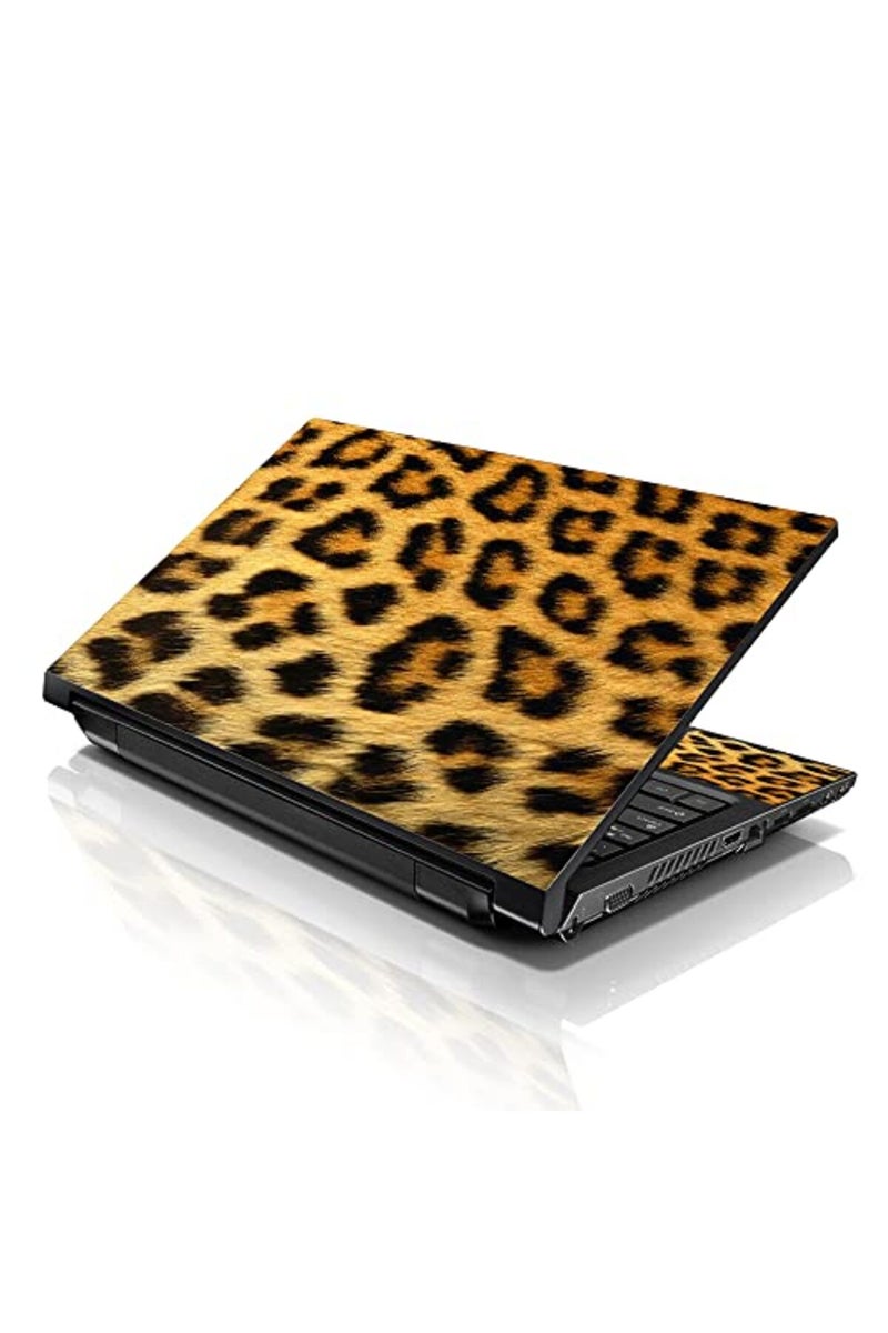 LSS 17 17.3 Inches Laptop Notebook Skin Sticker with 2 Wrist Pads - Reusable Cover Protector Vinyl Sticker Cover Decal Fits 17" - 19" HP Asus Acer Samsung - Leopard Print Pattern - Image 1