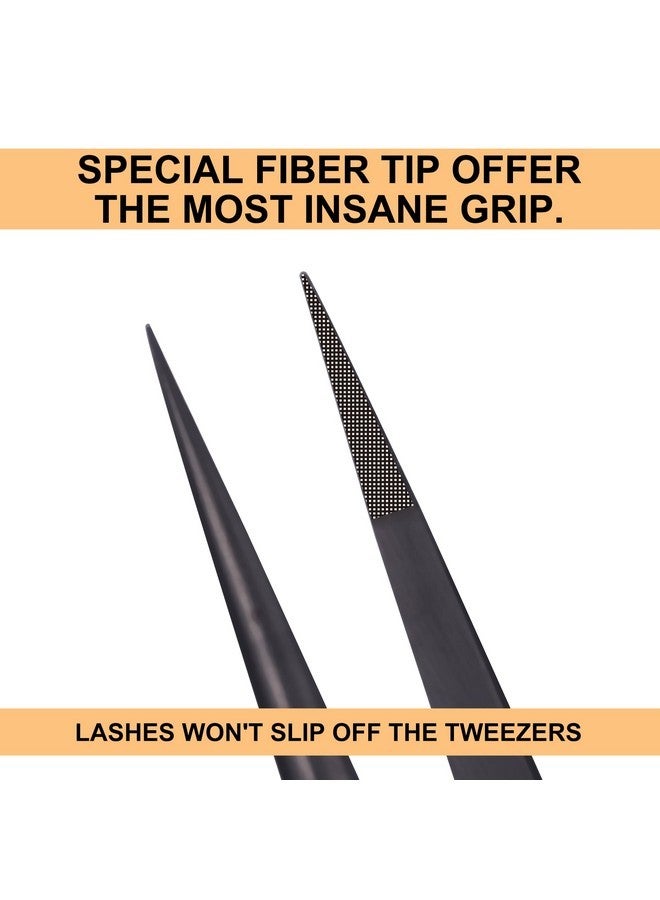CL CAMILLASH Fiber Tip Lash Tweezers For Eyelash Extension 4 Pcs Tweezers Professional Artist Tech Work Kit Tools,Best Volume Eyelash Lashes Extensions Precision Volume Boot 90 45 Degree(Titanium Black) - Image 2