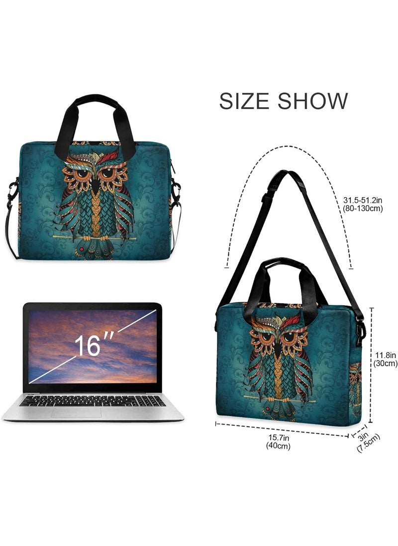 ALAZA ALAZA Owl Print Boho Ethnic Laptop Case Bag Sleeve Portable Crossbody Messenger Briefcase wStrap Handle 13 14 156 inch  - Image 3