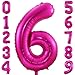 BBPOOL 6 Balloon Number Hot Pink 6 Birthday Balloon 40 inch Foil Mylar Large 6 Balloon Numbers for Birthday Party Anniversary Festival - Image 2