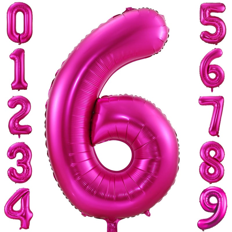 BBPOOL 6 Balloon Number Hot Pink 6 Birthday Balloon 40 inch Foil Mylar Large 6 Balloon Numbers for Birthday Party Anniversary Festival - Image 3