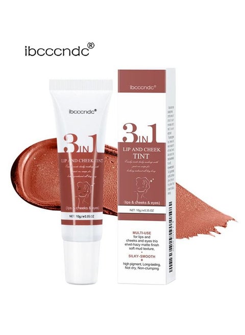 3 IN 1 Lip Mud Velvet Lip Tint Lip Gloss Multi-use Lip and Cheek Tint Liquid Blush and Paint Tint for Lips, Cheeks & Eyelids Pink Eyeshadow