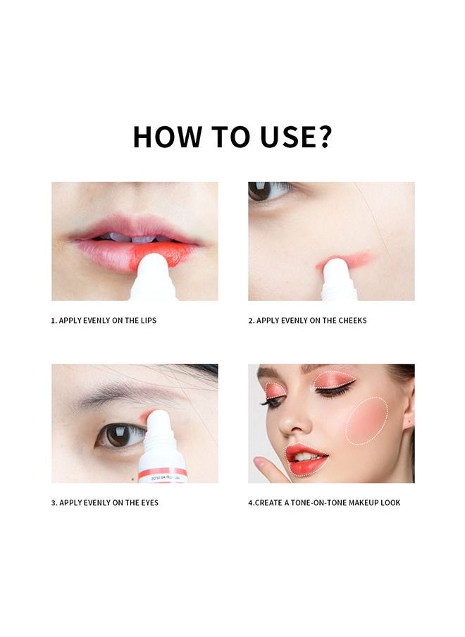 3 IN 1 Lip Mud Velvet Lip Tint Lip Gloss Multi-use Lip and Cheek Tint Liquid Blush and Paint Tint for Lips, Cheeks & Eyelids Pink Eyeshadow