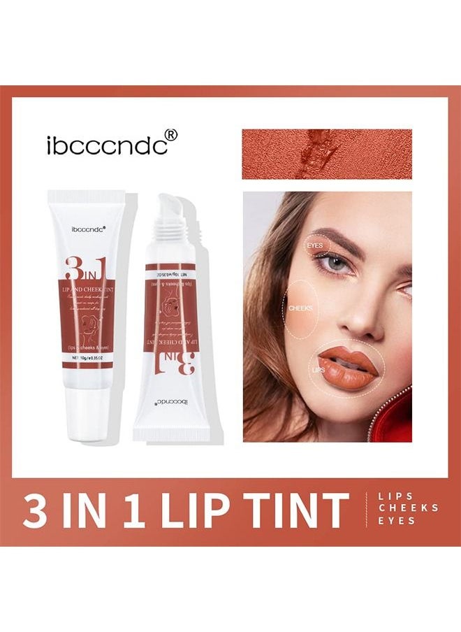 3 IN 1 Lip Mud Velvet Lip Tint Lip Gloss Multi-use Lip and Cheek Tint Liquid Blush and Paint Tint for Lips, Cheeks & Eyelids Pink Eyeshadow