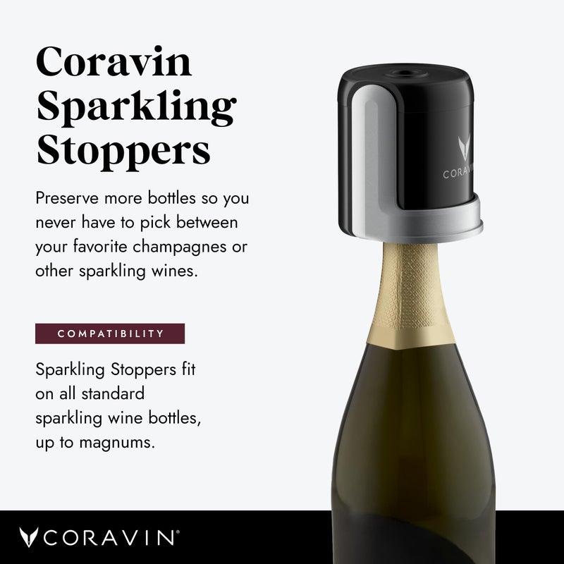 CORAVIN Sparkling Stoppers Preserve Wine for 4 Weeks 2 Stoppers for Champagne, Other Sparkling Wines - Image 3