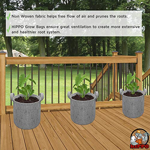 HIPPO 5 Pack Grow Bag Heavy Duty 400G Thickened Non-Woven Fabric Plant Growing Pot for Outdoor Garden (Grey || 8INX10IN) - Image 5