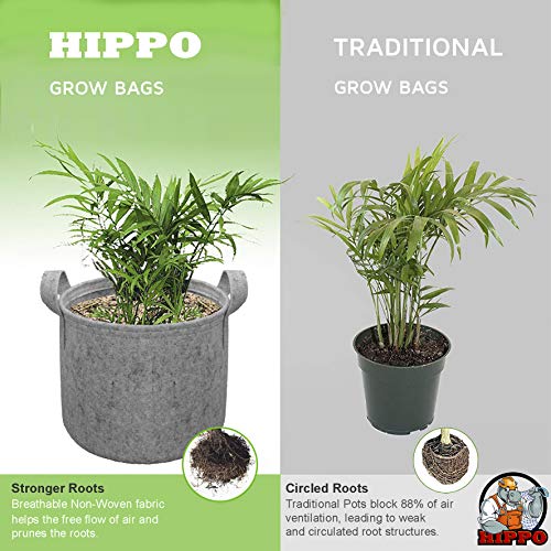HIPPO 5 Pack Grow Bag Heavy Duty 400G Thickened Non-Woven Fabric Plant Growing Pot for Outdoor Garden (Grey || 8INX10IN) - Image 3