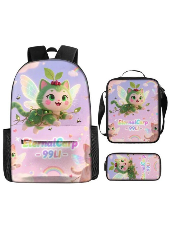 واضح من النار حقيبة ظهر + حقيبة يد + حقيبة قرطاسية | حقيبة كرتونية من ثلاث قطع، سهلة التعامل مع مناسبات مختلفة (متوفرة للطلاب والأطفال والأصدقاء في النزهايات وتسلق الجبال والتعليم وما إلى ذلك) | موسم العودة إلى المدرسة / هدايا المهرجان - 64 - Image 2