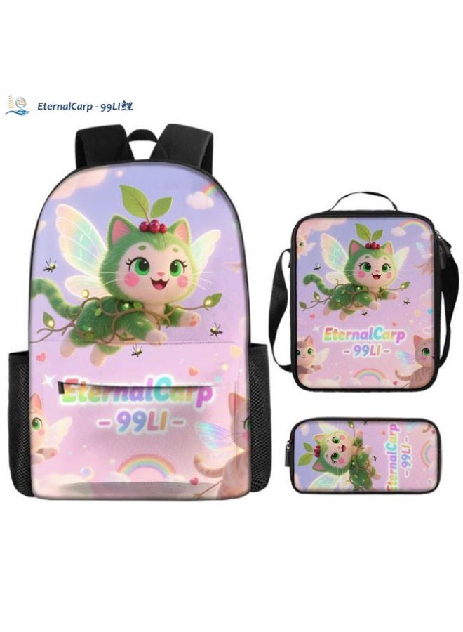 واضح من النار حقيبة ظهر + حقيبة يد + حقيبة قرطاسية | حقيبة كرتونية من ثلاث قطع، سهلة التعامل مع مناسبات مختلفة (متوفرة للطلاب والأطفال والأصدقاء في النزهايات وتسلق الجبال والتعليم وما إلى ذلك) | موسم العودة إلى المدرسة / هدايا المهرجان - 64 - Image 1