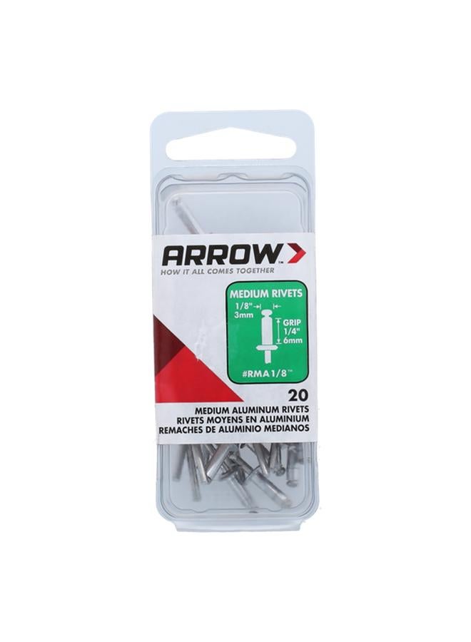 ارو 20 قطعة من مسامير الألمنيوم الثقيلة متوسطة الحجم باللون الفضي مقاس 1/8 بوصة RMA1/8 - Image 1