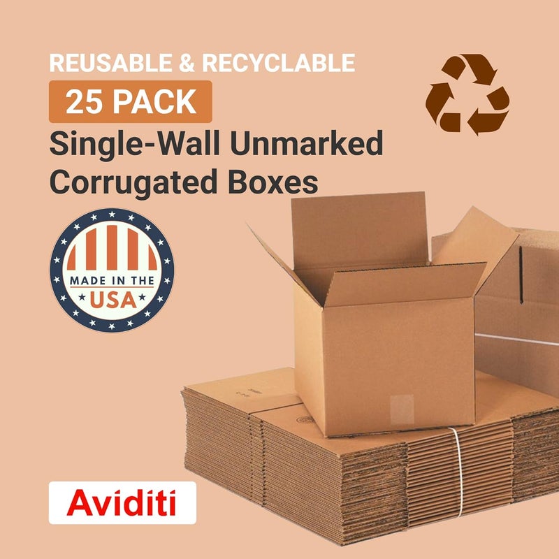 BOX USA صناديق شحن صغيرة 12"L x 12"W x 12"H 25-عبوة - صندوق كرتوني مضلع للنقل، البريد، التعبئة، التغليف والتخزين - Image 3