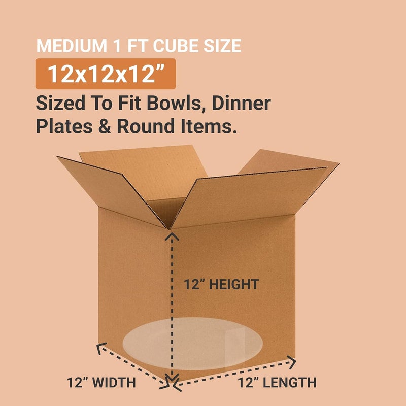 BOX USA صناديق شحن صغيرة 12"L x 12"W x 12"H 25-عبوة - صندوق كرتوني مضلع للنقل، البريد، التعبئة، التغليف والتخزين - Image 2