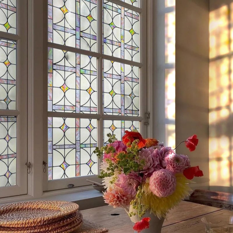 ADD.HERES 3D Stained Glass Window Film, Decorative Window Privacy Film for Bathroom,Front Door,Home, Sun Blocking Heat Control,Static Cling,A Million Dreams, 23.6inch x 35.4inch - Image 1