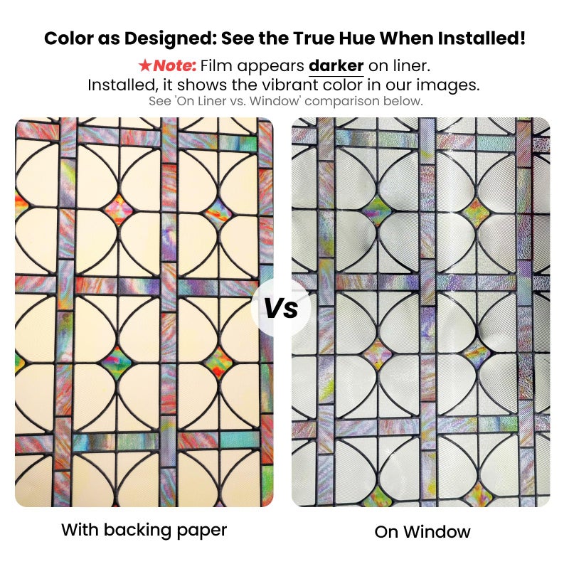 ADD.HERES 3D Stained Glass Window Film, Decorative Window Privacy Film for Bathroom,Front Door,Home, Sun Blocking Heat Control,Static Cling,A Million Dreams, 23.6inch x 35.4inch - Image 4