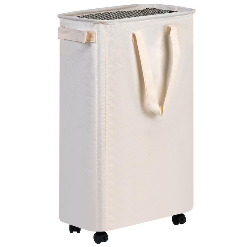 efluky Slim Laundry Hamper with Wheels, Rolling Laundry Basket for Clothes, Small Laundry Basket for Bedroom, Dorm and Laundry Room, 60L (12.7 Gallons) Beige - Image 1