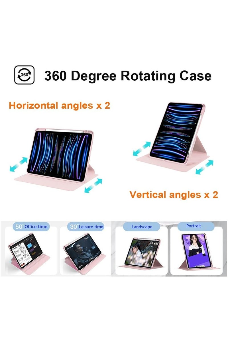 LEDIN 2 in 1 Rotating Case for iPad Pro 12.9-Inch (2022), with Pencil Holder,360 Degree Rotation Protective Stand Slim Cover Clear Back, Auto Wake/Sleep With Tempered Glass - Image 3
