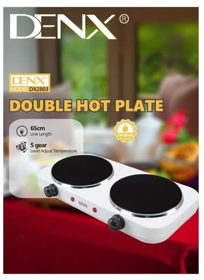 Denx Stainless Steel Electric Stove And Heater, Portable Cooktop Burners With Adjustable Temperature Control, 1000W Electrics Hot Plate With Two Burners - Image 2