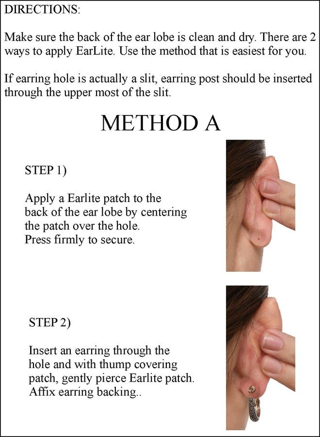 EarLite 120 (60 Ea X 2 packs) Invisible Earring Ear Support Waterproof Patches in ZipLock Pouch - Made in USA - Image 5
