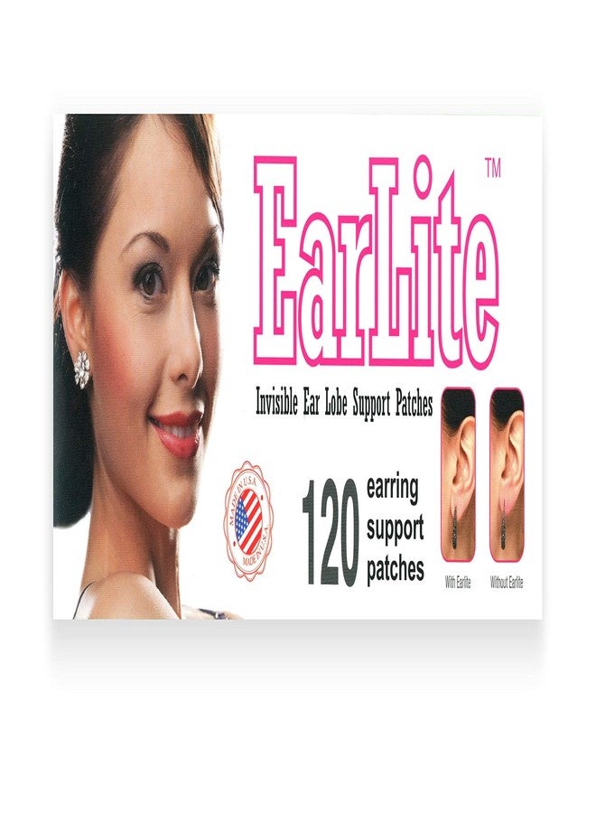 EarLite 120 (60 Ea X 2 packs) Invisible Earring Ear Support Waterproof Patches in ZipLock Pouch - Made in USA - Image 2