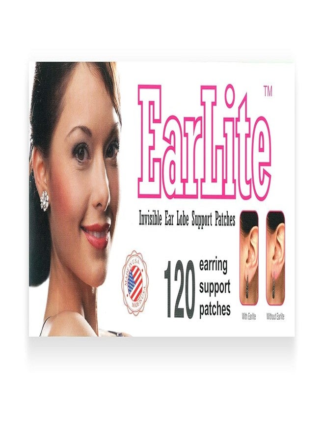 EarLite 120 (60 Ea X 2 packs) Invisible Earring Ear Support Waterproof Patches in ZipLock Pouch - Made in USA - Image 1