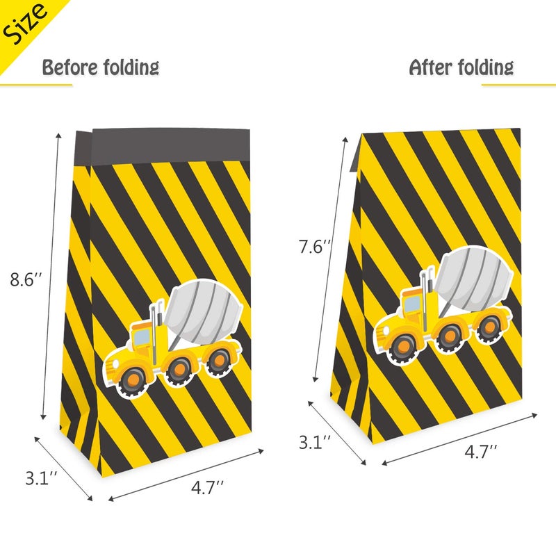 Faisichocalato 24 Pack Party Bags - Construction Theme with Thank You Stickers - Candy Treat Gift Bags for Kids Boys - Image 3