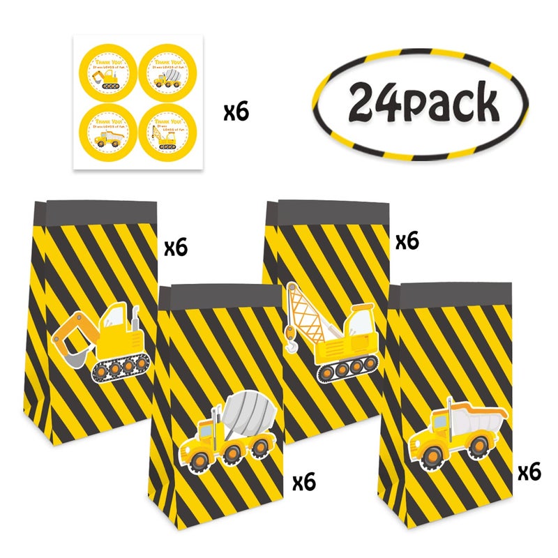 Faisichocalato 24 Pack Party Bags - Construction Theme with Thank You Stickers - Candy Treat Gift Bags for Kids Boys - Image 2
