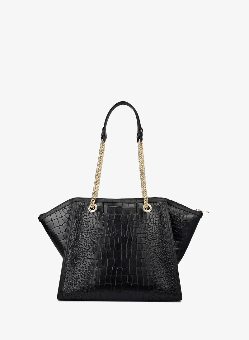 Da Milano black Medium Croco Leather Tote - Black for Women | Best Price UAE
