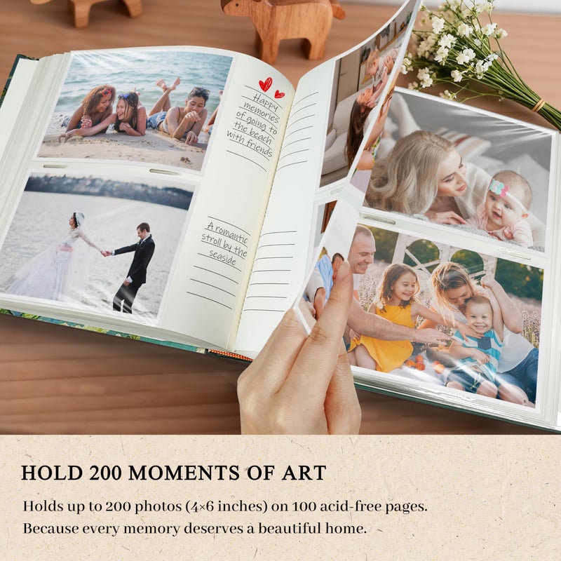 kuword Van Gogh Almond Blossom Photo Album 4x6 with Writing Space 200 Pockets New Baby & Wedding Gift, Floral Memory Book for Blooming Life -Kuword - Image 5