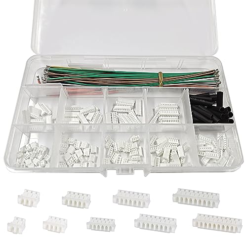 ATMLCOER ZH 1.5MM 140Pcs JST Connector Kit with 100Pcs 28AWG Premium Pre-Crimped Cables, 2/3/4/5/6/7/8/9/10 Pin Housing JST Adapter Cable Connector Plug Terminals - Image 1
