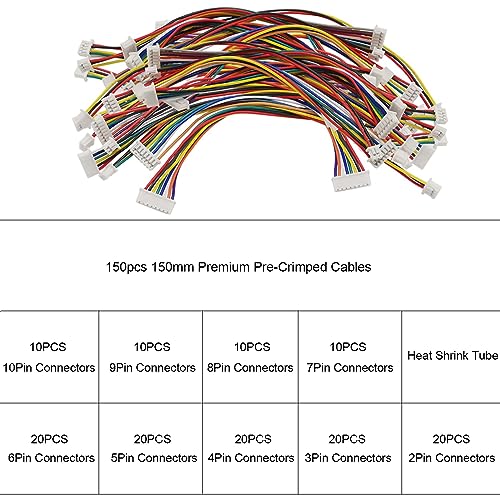 ATMLCOER ZH 1.5MM 140Pcs JST Connector Kit with 100Pcs 28AWG Premium Pre-Crimped Cables, 2/3/4/5/6/7/8/9/10 Pin Housing JST Adapter Cable Connector Plug Terminals - Image 2