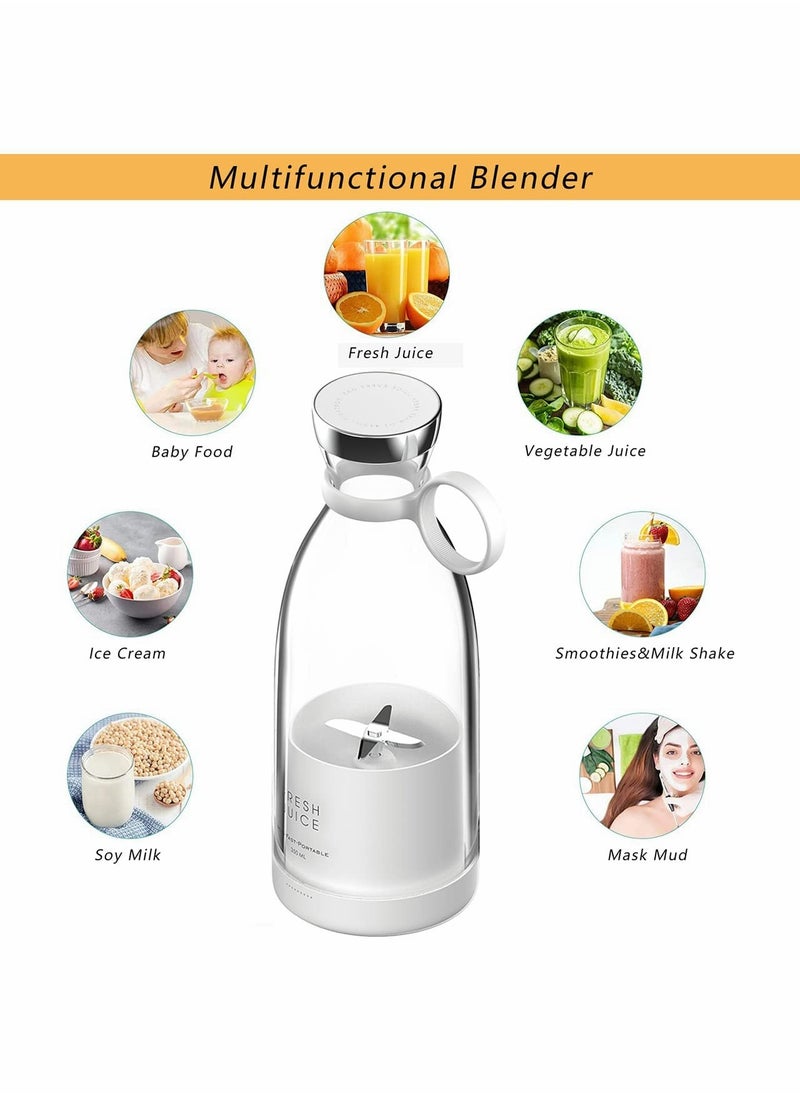Excefore - Portable Blender for Shakes and Smoothies, Personal Size Blender 4 Blade Mini Home Wireless Charging Student Blender Smoothie Bottle Fruit Mixer for Home, Travel Outdoors (White) - Image 1