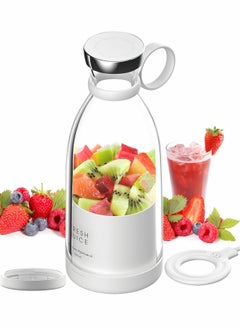Portable Blender for Shakes and Smoothies, Personal Size Blender 4 Blade Mini Home Wireless Charging Student Blender Smoothie Bottle Fruit Mixer for Home, Travel Outdoors (White)