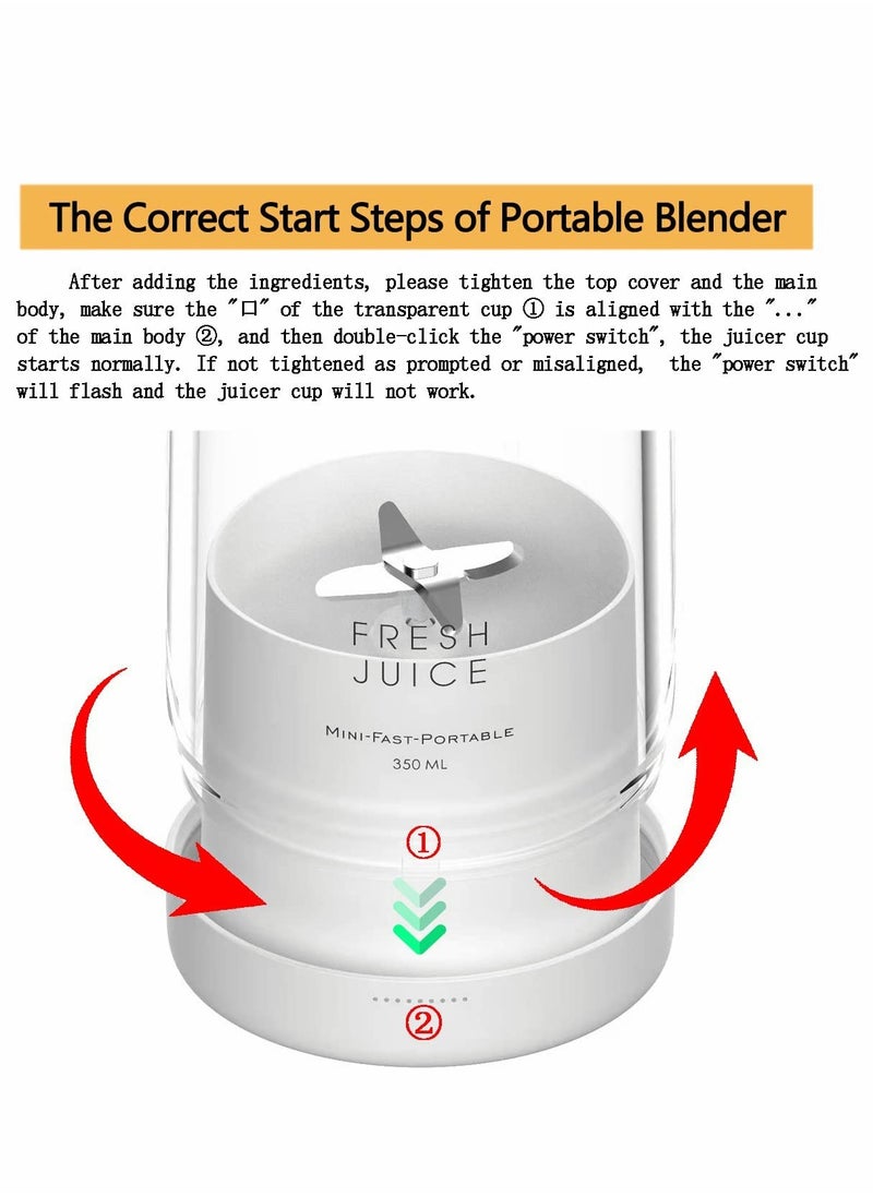 Excefore - Portable Blender for Shakes and Smoothies, Personal Size Blender 4 Blade Mini Home Wireless Charging Student Blender Smoothie Bottle Fruit Mixer for Home, Travel Outdoors (White) - Image 1
