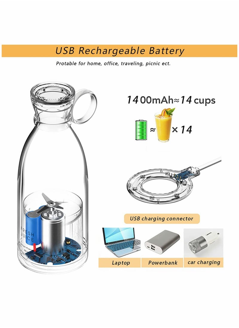 Excefore - Portable Blender for Shakes and Smoothies, Personal Size Blender 4 Blade Mini Home Wireless Charging Student Blender Smoothie Bottle Fruit Mixer for Home, Travel Outdoors (White) - Image 1