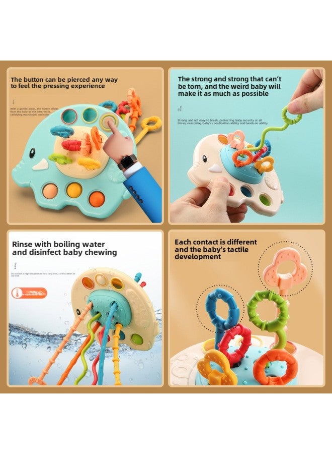 Tiktok's Same Style Children's Finger Pumping Lala Le Infant Educational Toys Can Be Pressed Bite Grip Exercise-Color:Light Blue Elephant Pumping Music ]