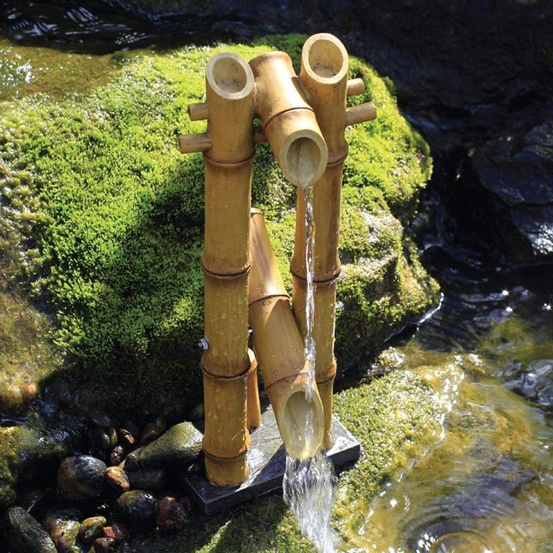 Aquascape نافورة بامبو لطرد الغزلان من أكوا سكيب 78306 مستوحاة من ششي أودوشي باللون الأصفر - Image 1