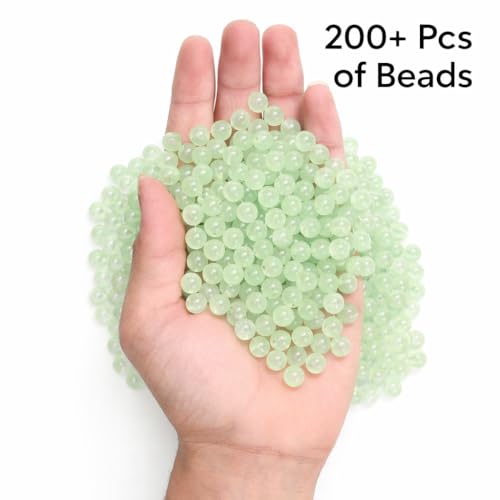 Ambitieux 200 Pcs Glow in The Dark Beads (8mm) with Elastic Thread – DIY Jewelry Making Kit for Kids & Adults | Bracelet, Necklace & Craft Supplies (10mm) - Image 3