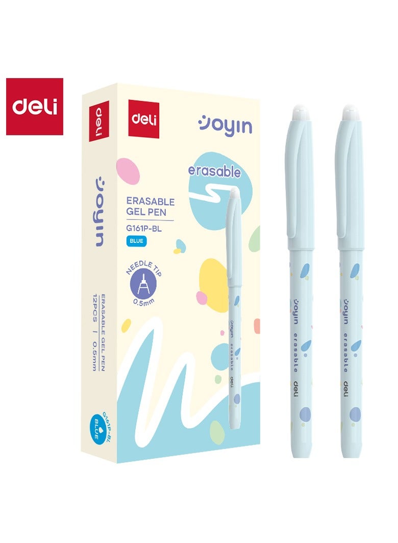 ديليEG161P-BL قلم جيل قابل للمسح 0.5 ملم حبر أزرق، 12 قطعة – مثالي للكتابة السلسة والخالية من الأخطاء - Image 1