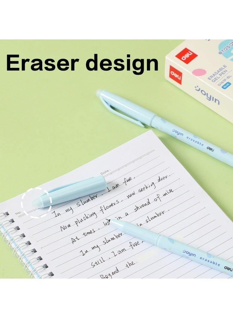 ديليEG161P-BL قلم جيل قابل للمسح 0.5 ملم حبر أزرق، 12 قطعة – مثالي للكتابة السلسة والخالية من الأخطاء - Image 3