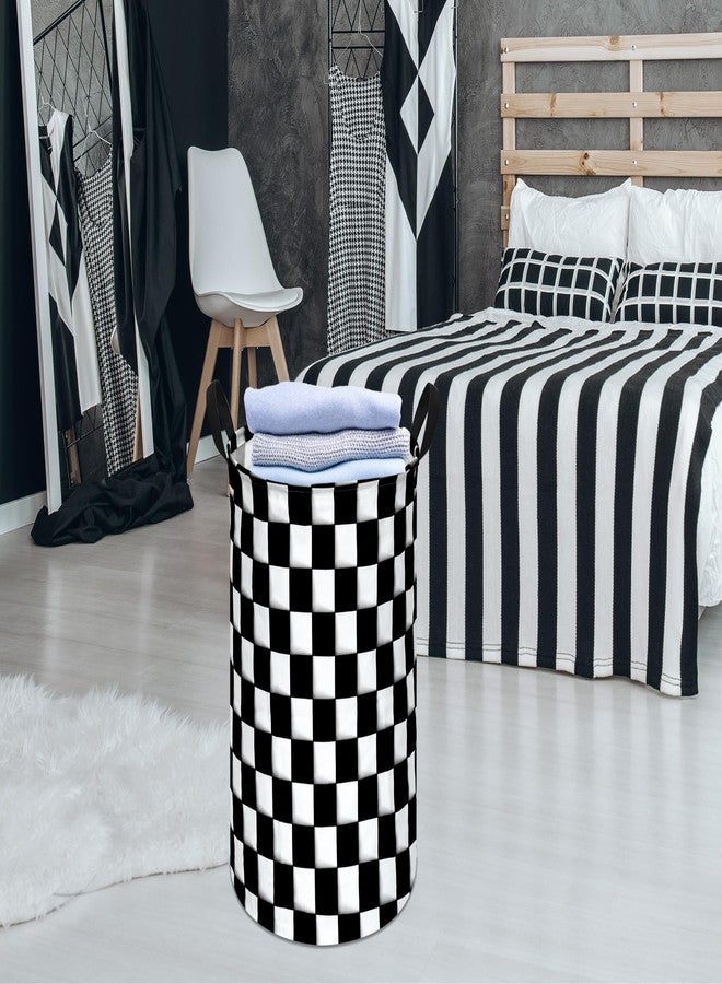 KUNRO Round Black-white Checker Laundry Basket Hamper Kids Toys and Clothes Storage Basket Children Gift Basket Baby Toy Organizer Bins for Room Decor - Image 4