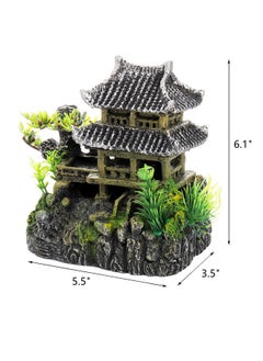 Frcctre Frcctre Aquarium Resin Castle Decorations Classical Chinese Building Landscape Resin Aquarium Castle Decorations Resin Fish Tank Ornaments Accessories  - Image 1